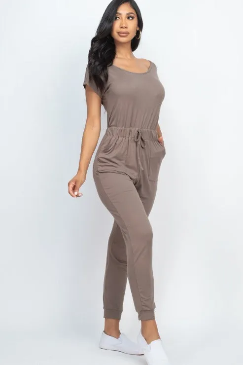 Two-way Shoulder Drawstring Jumpsuit