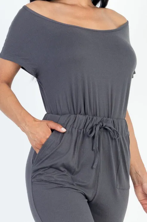 Two-way Shoulder Drawstring Jumpsuit