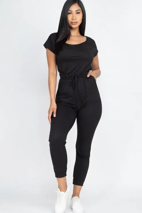 Two-way Shoulder Drawstring Jumpsuit