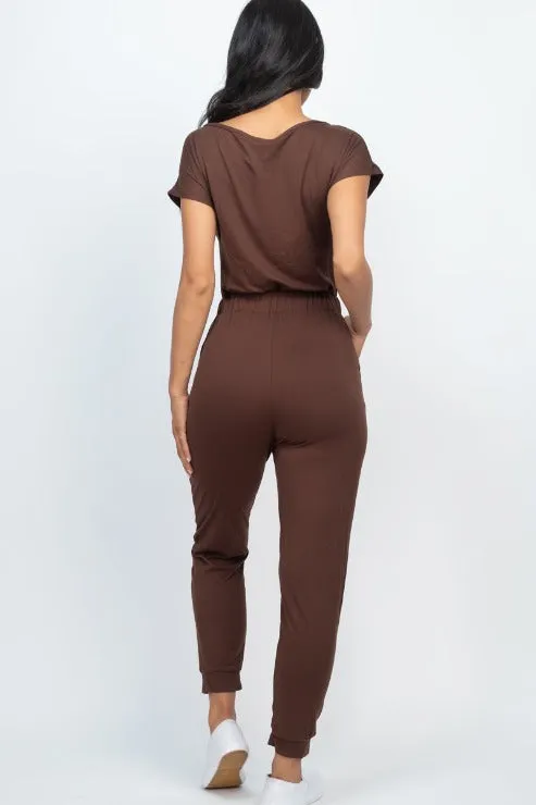 Two-way Shoulder Drawstring Jumpsuit