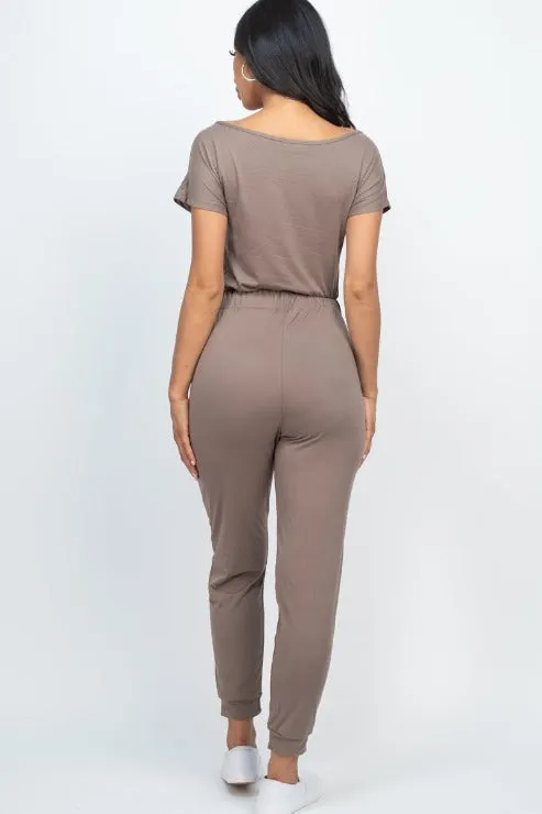Two-way Shoulder Drawstring Jumpsuit