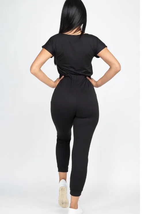Two-way Shoulder Drawstring Jumpsuit