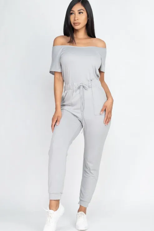 Two-way Shoulder Drawstring Jumpsuit