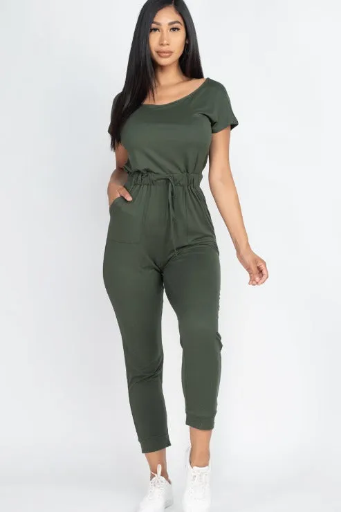Two-way Shoulder Drawstring Jumpsuit