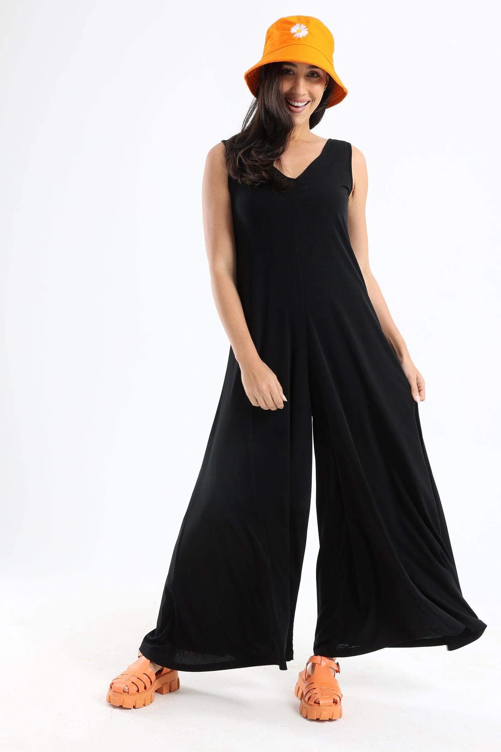 V-Neck Wide Leg Jumpsuit