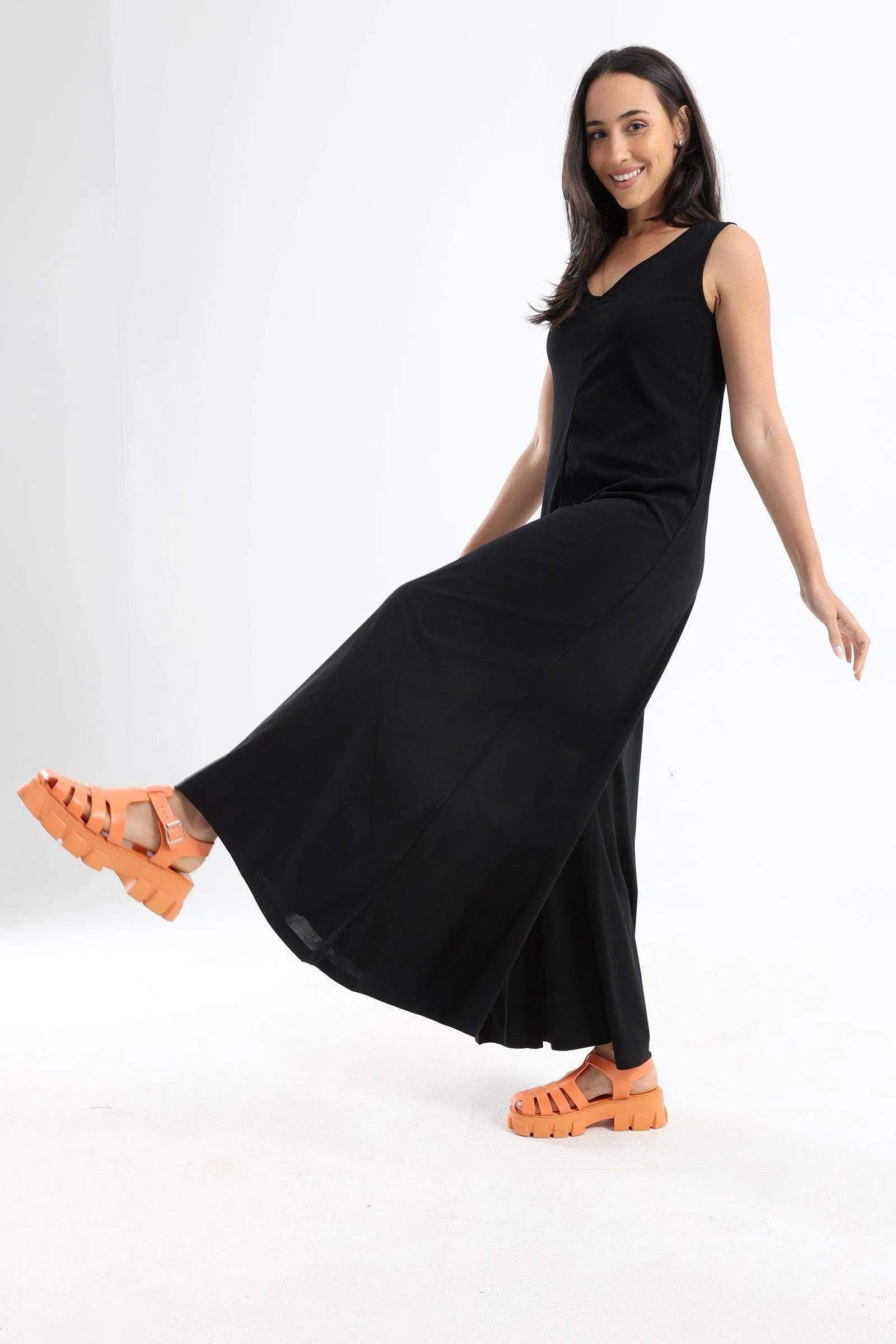 V-Neck Wide Leg Jumpsuit