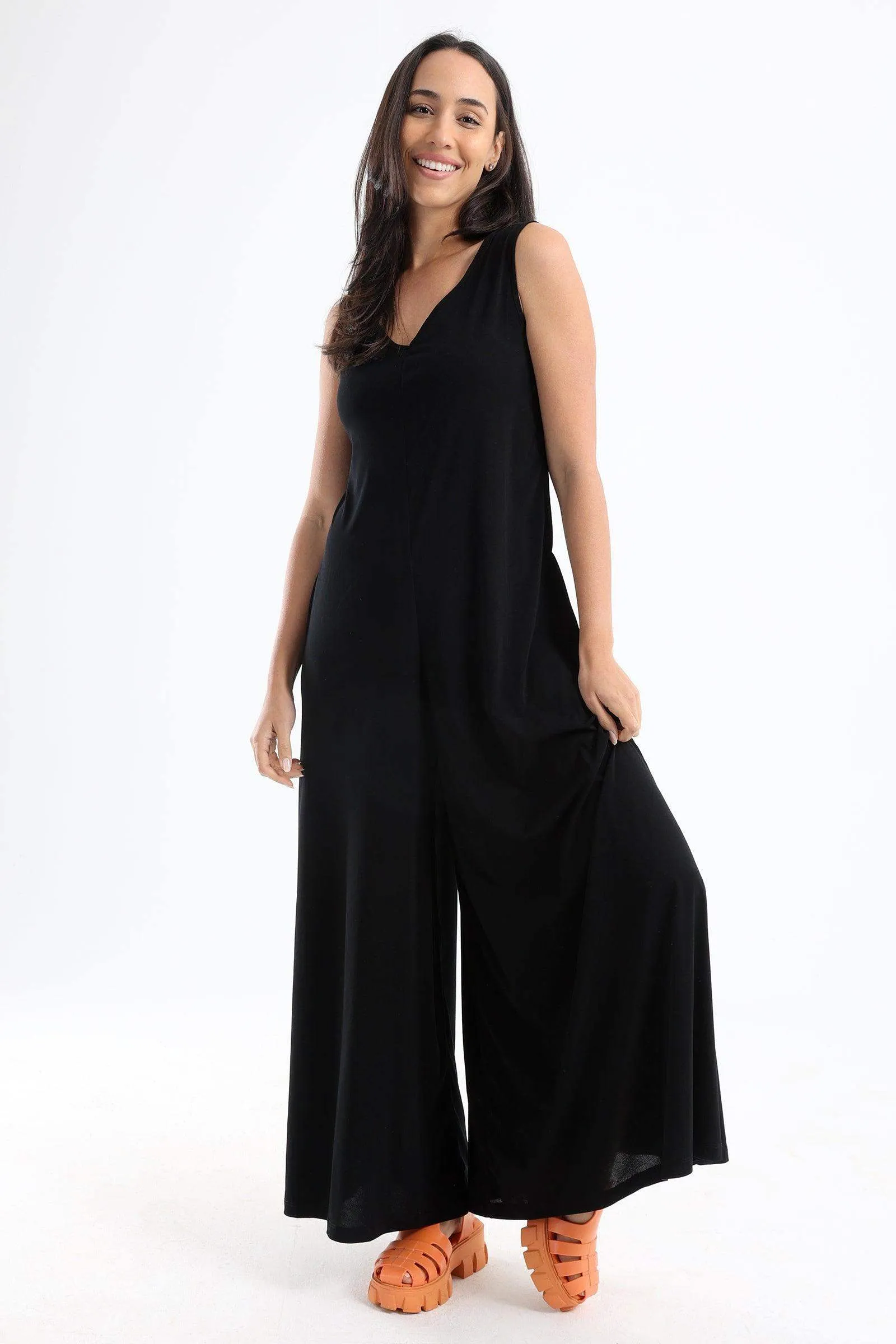 V-Neck Wide Leg Jumpsuit