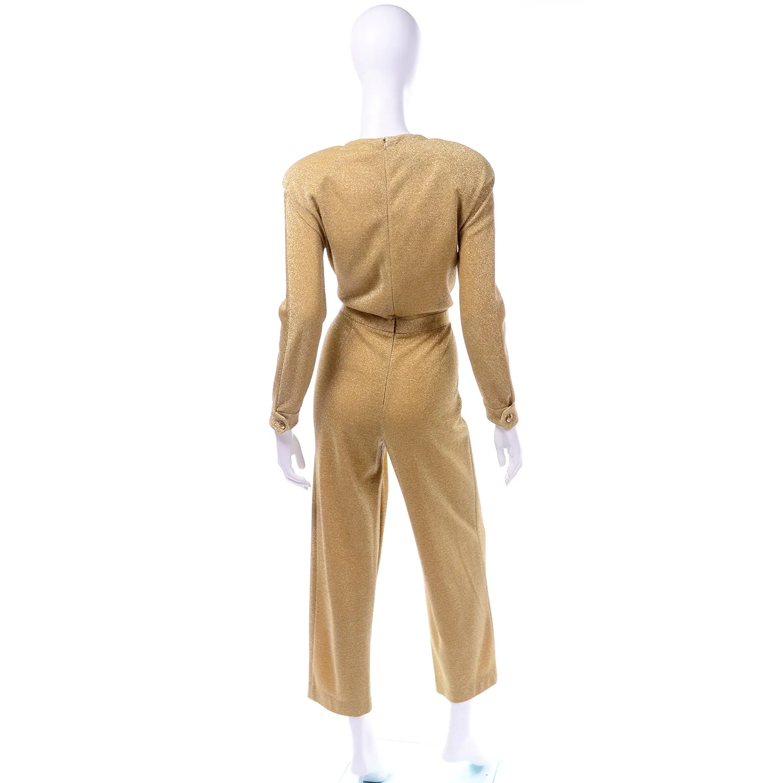 Vintage Escada 1980s Gold Lurex Jumpsuit Designed by Margaretha Ley