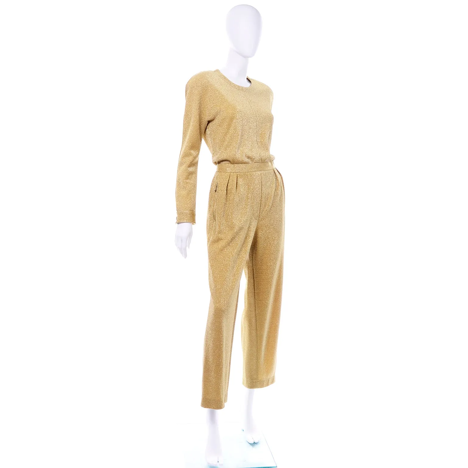 Vintage Escada 1980s Gold Lurex Jumpsuit Designed by Margaretha Ley