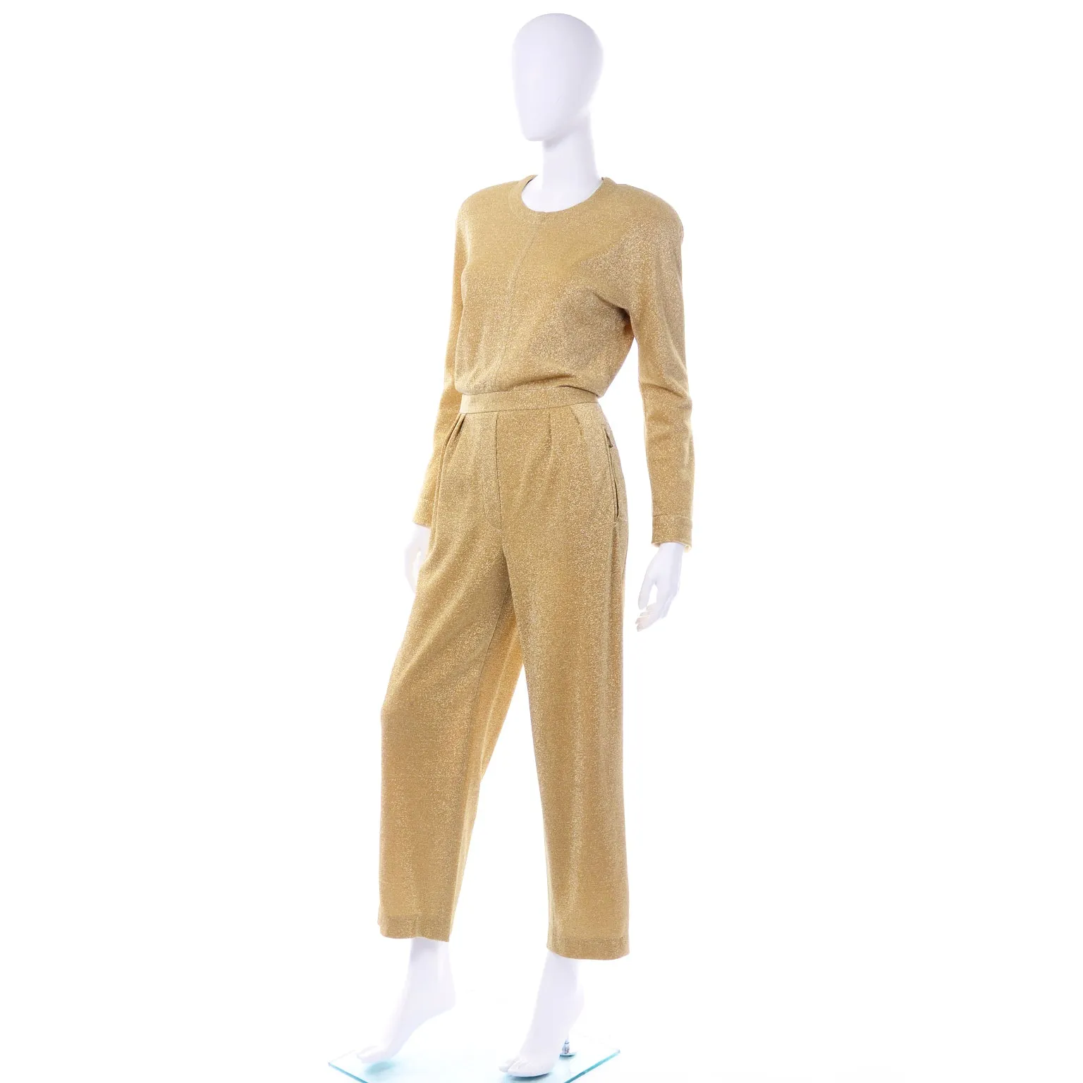 Vintage Escada 1980s Gold Lurex Jumpsuit Designed by Margaretha Ley