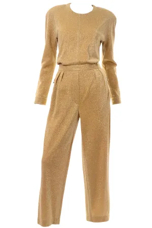 Vintage Escada 1980s Gold Lurex Jumpsuit Designed by Margaretha Ley