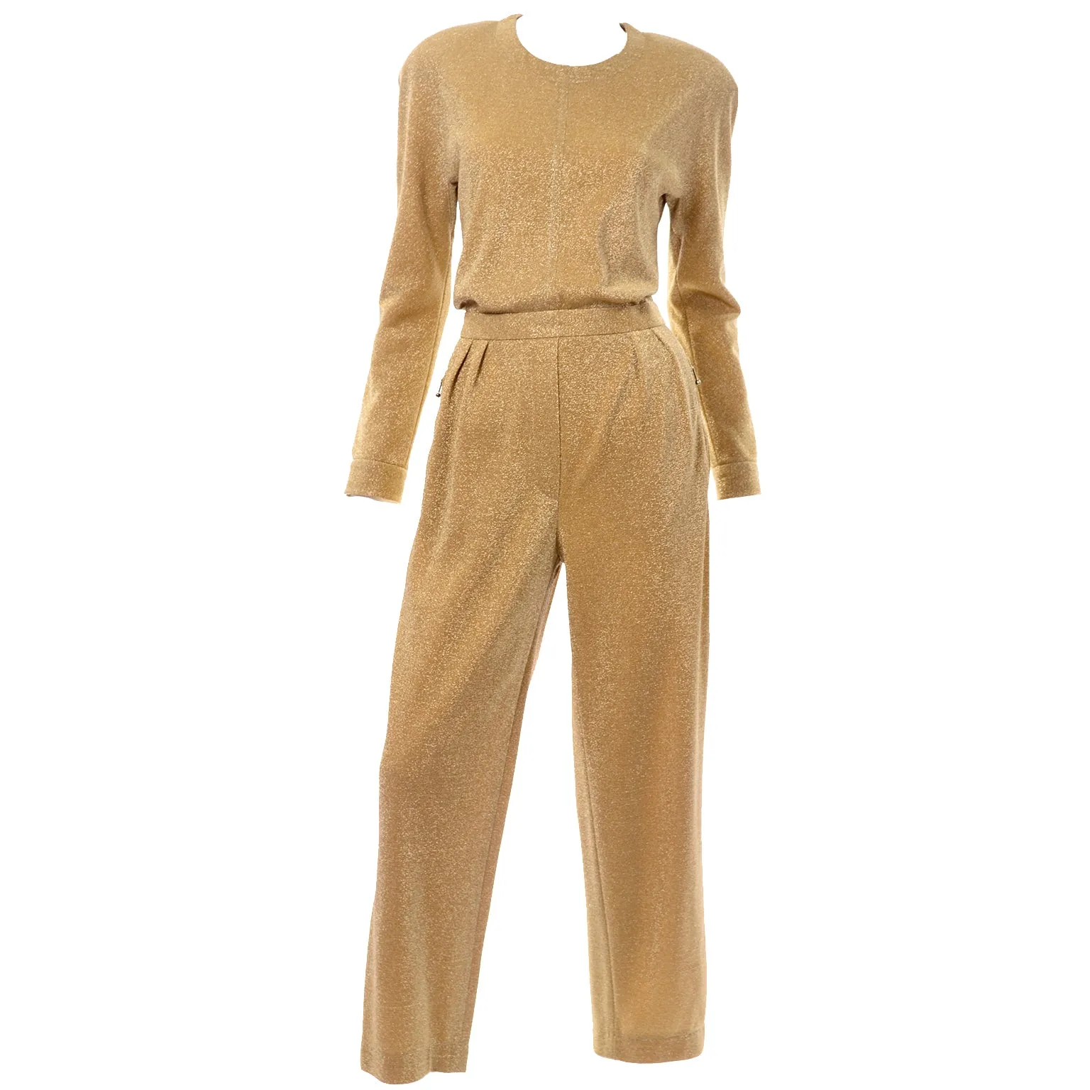 Vintage Escada 1980s Gold Lurex Jumpsuit Designed by Margaretha Ley