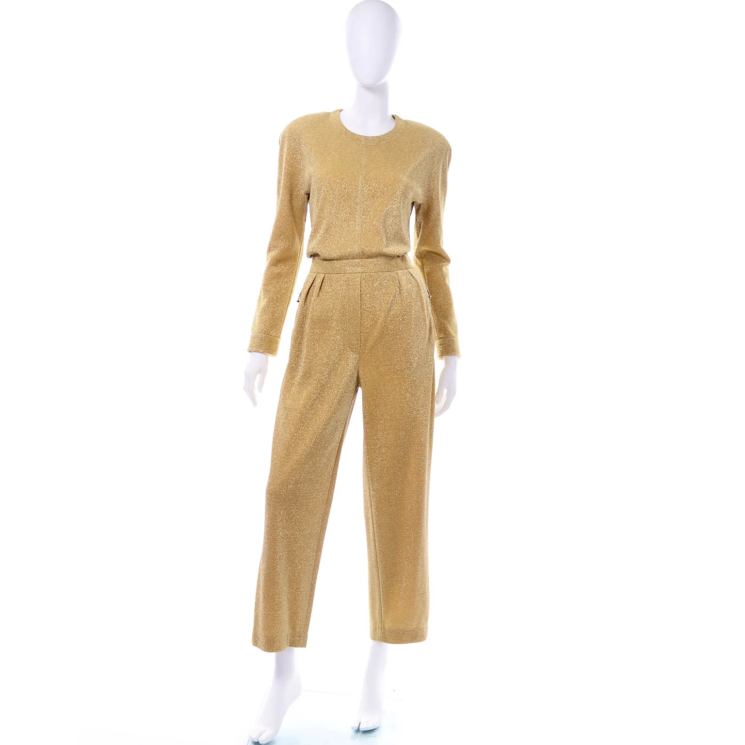 Vintage Escada 1980s Gold Lurex Jumpsuit Designed by Margaretha Ley