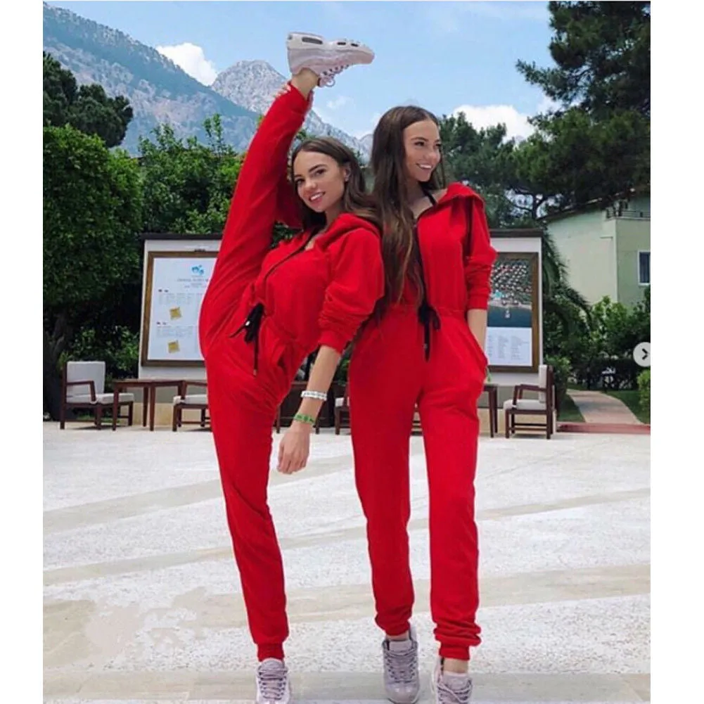 Women Casual Hoodie Long Sleeve onesie Jumpsuit romper