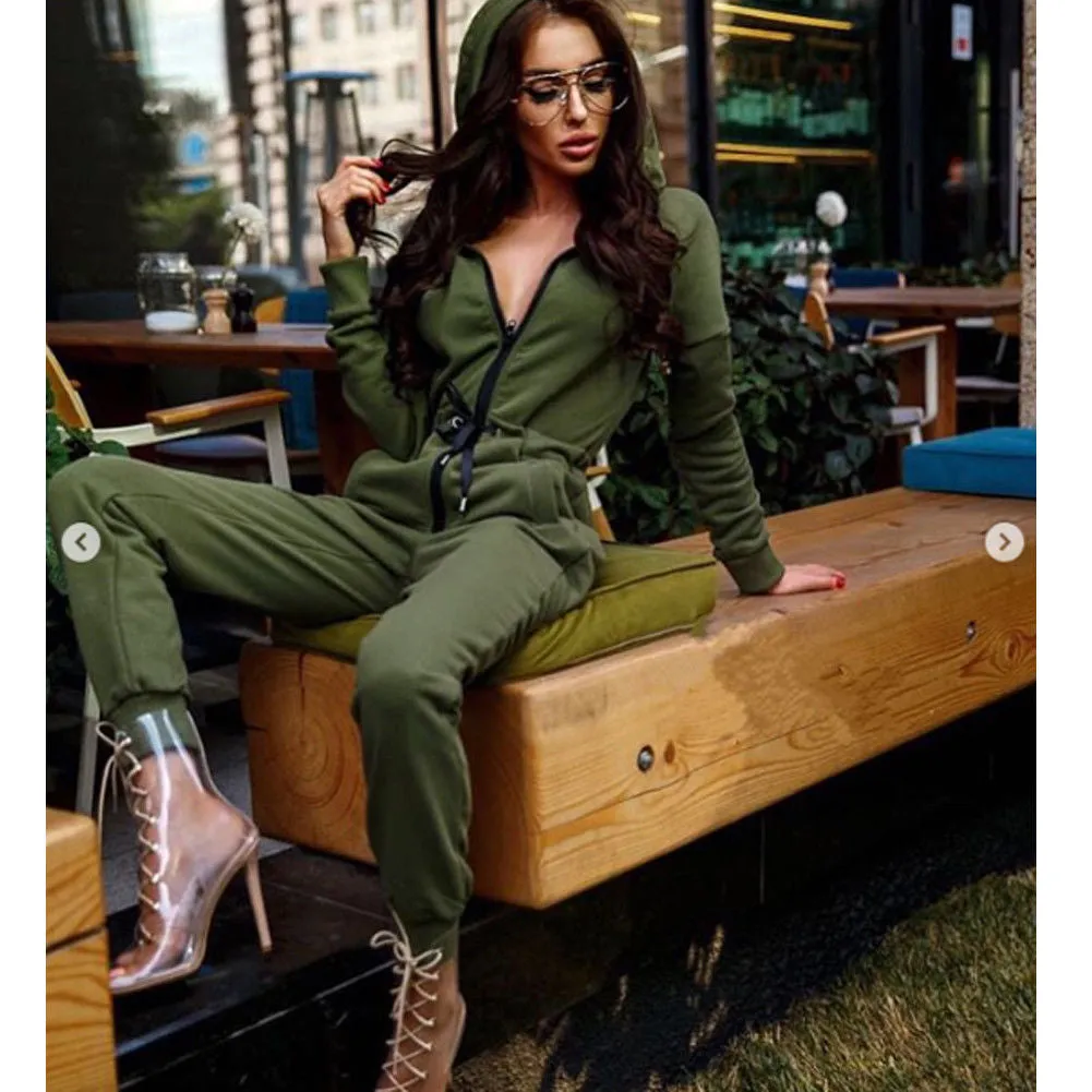 Women Casual Hoodie Long Sleeve onesie Jumpsuit romper