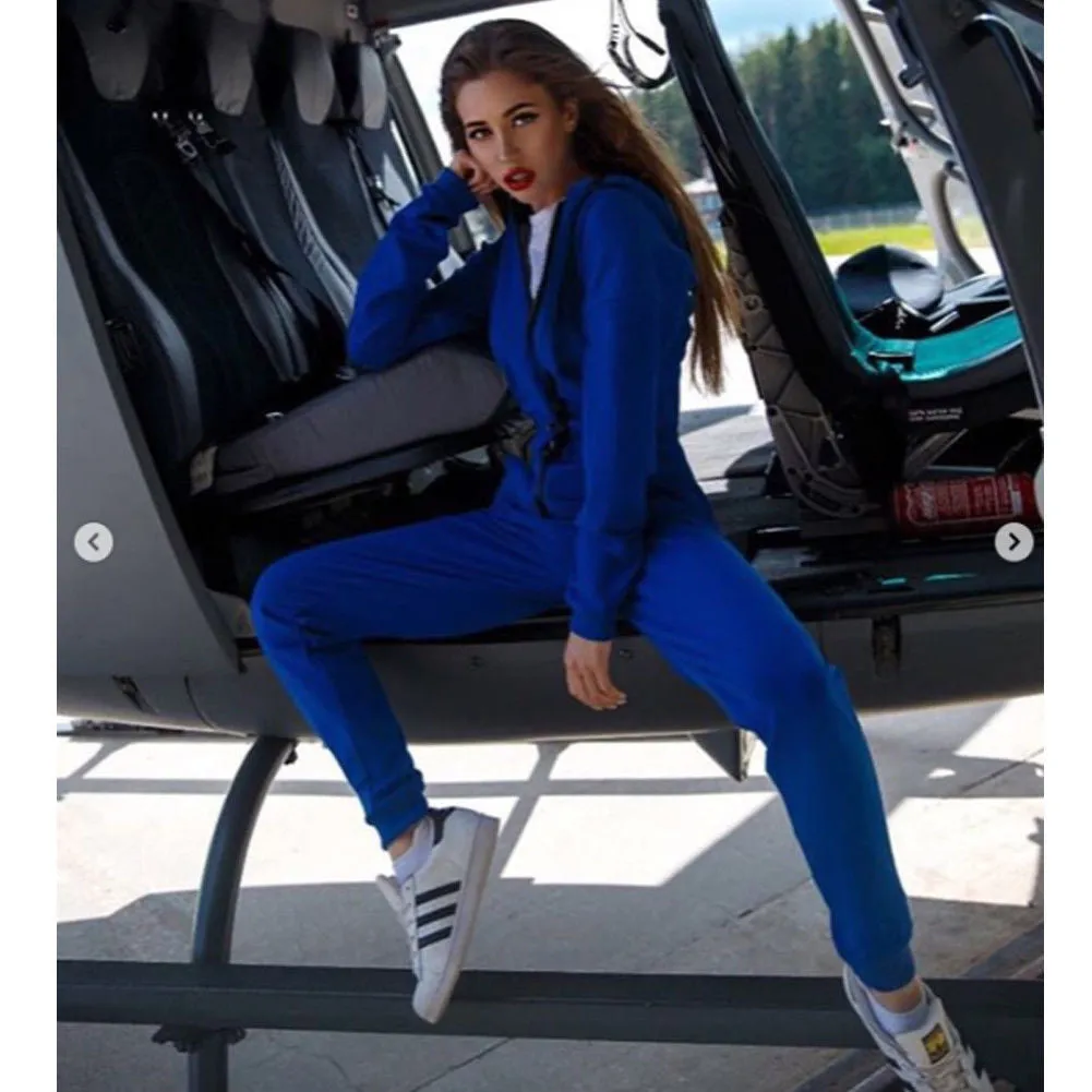 Women Casual Hoodie Long Sleeve onesie Jumpsuit romper