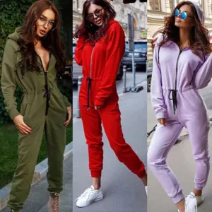 Women Casual Hoodie Long Sleeve onesie Jumpsuit romper