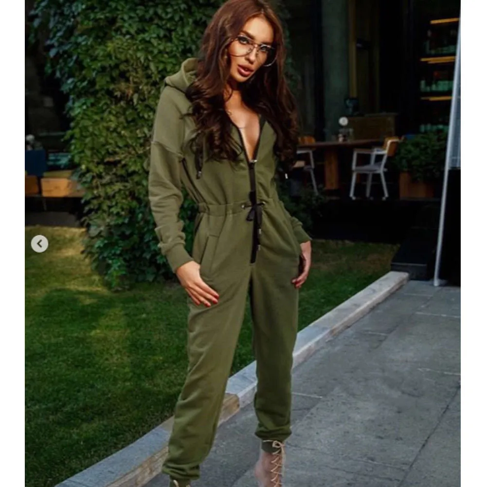 Women Casual Hoodie Long Sleeve onesie Jumpsuit romper
