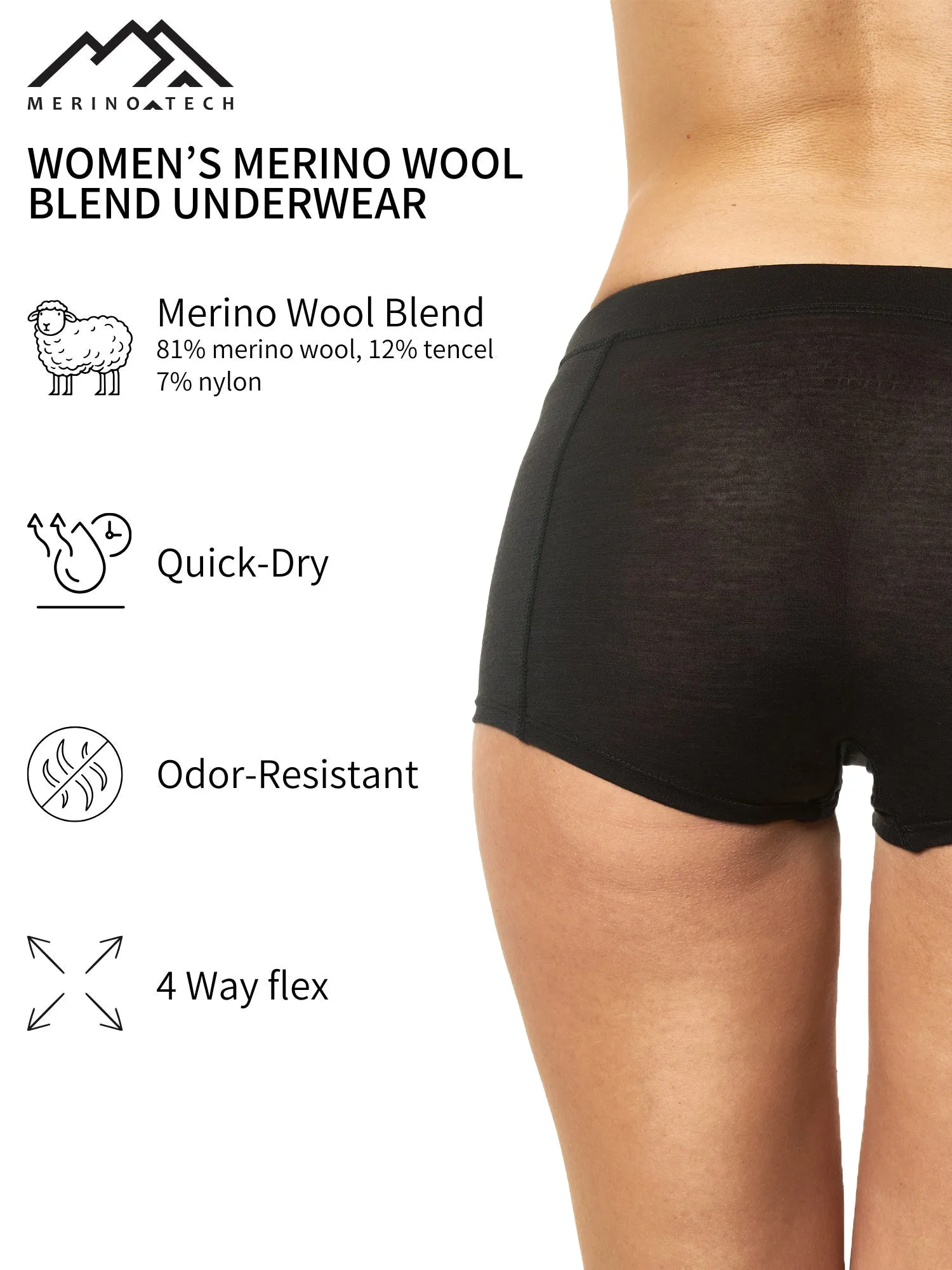 Women's Merino Boxers Charcoal (1 Pack)