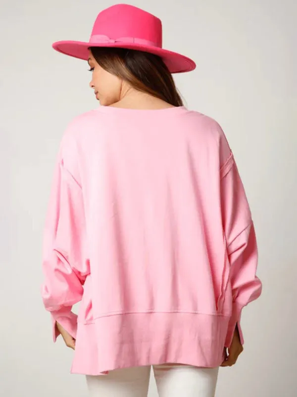 Women's Sequined Candy Cane Oversized Christmas Jumper