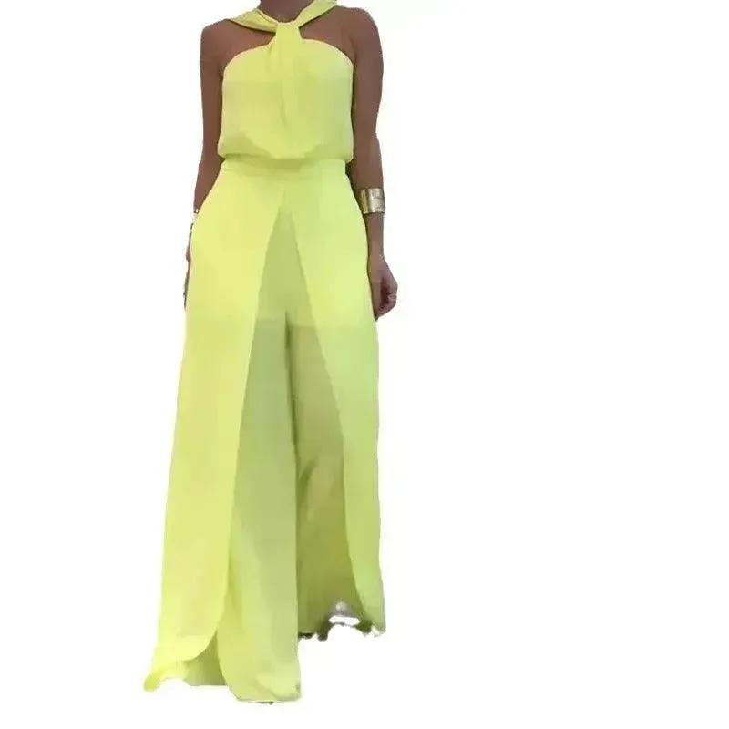 Women's Solid Color Wide Leg Jumpsuit