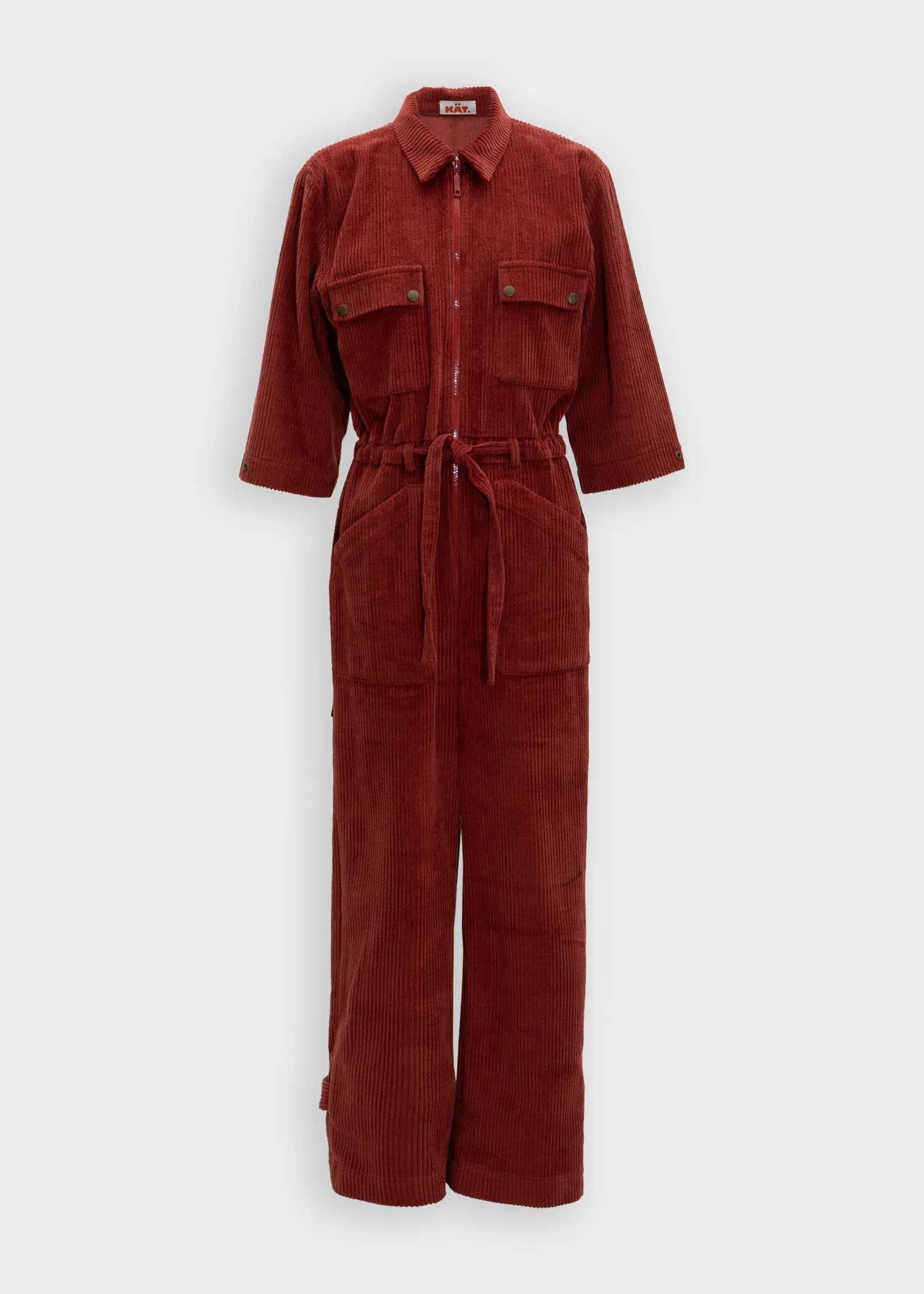 YOLANDA Corduroy Jumpsuit - Brick Orange