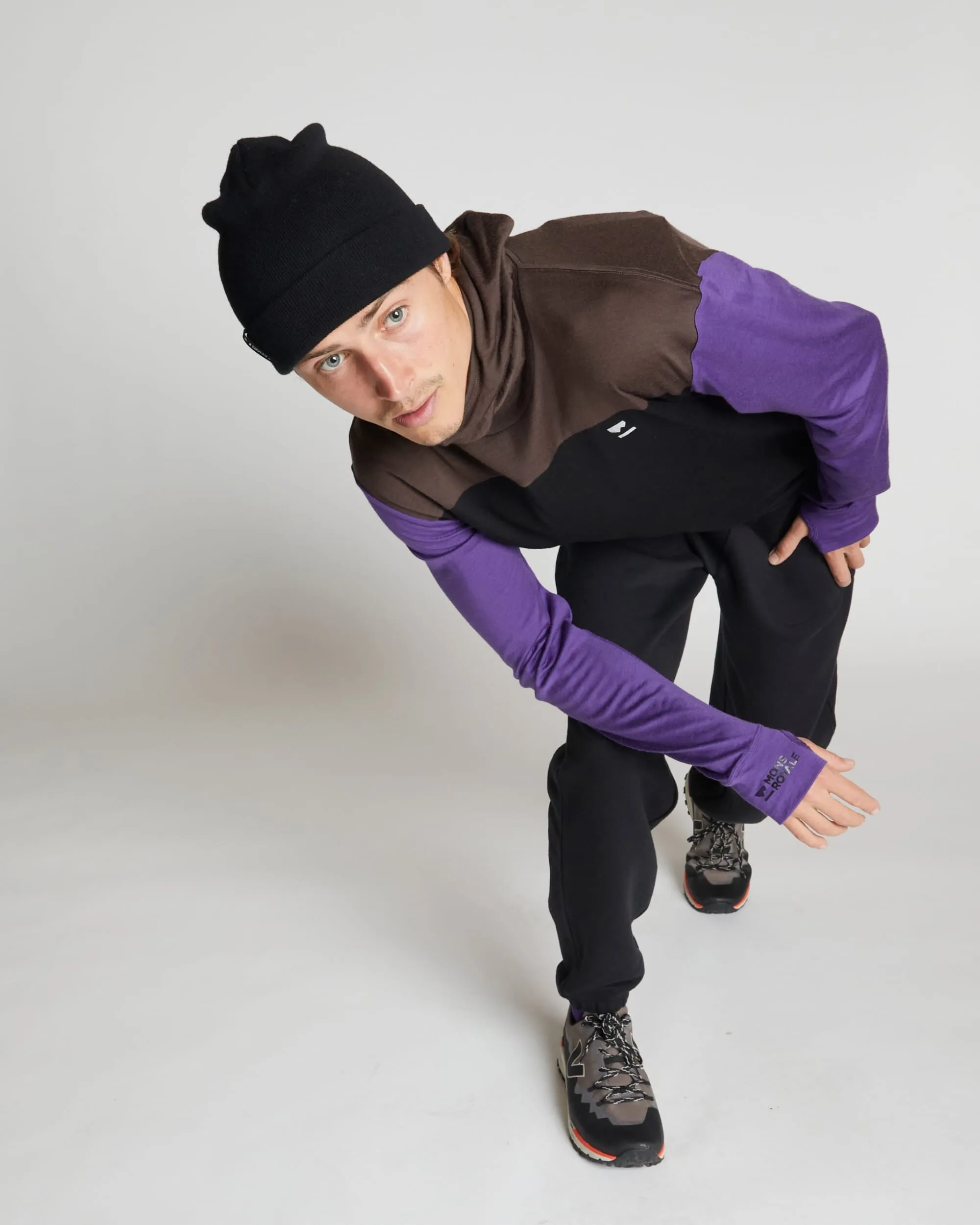 Yotei Merino Powder Hood Long Sleeve - Violet / Cedar / Black