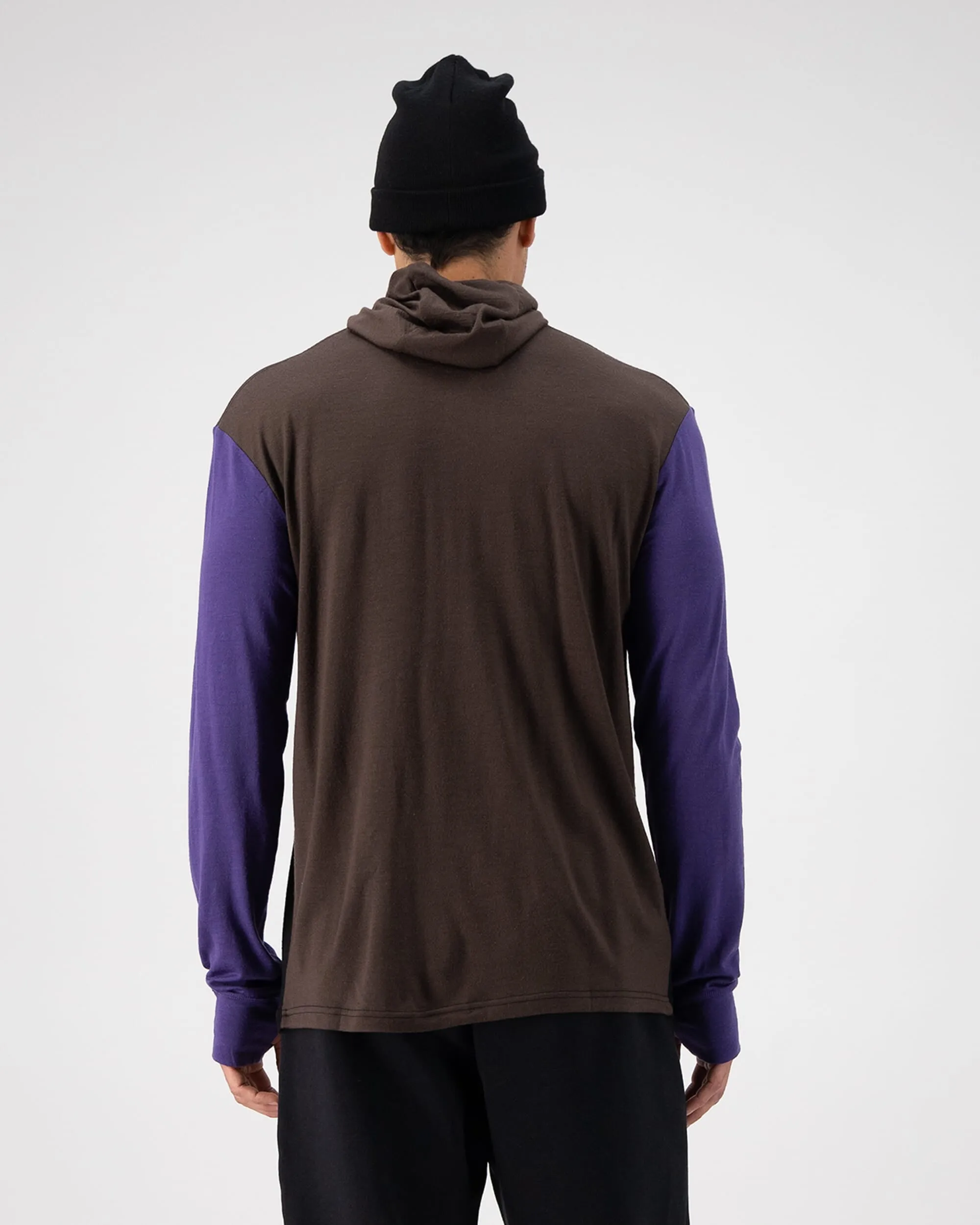 Yotei Merino Powder Hood Long Sleeve - Violet / Cedar / Black