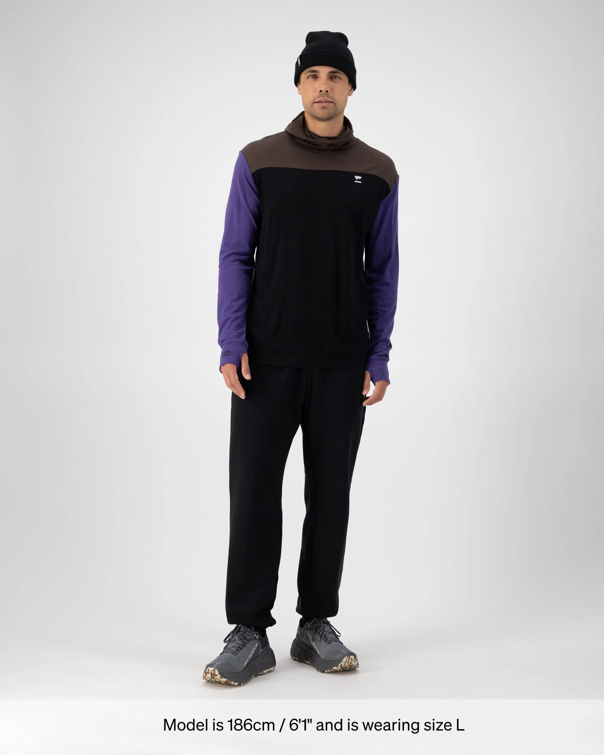 Yotei Merino Powder Hood Long Sleeve - Violet / Cedar / Black