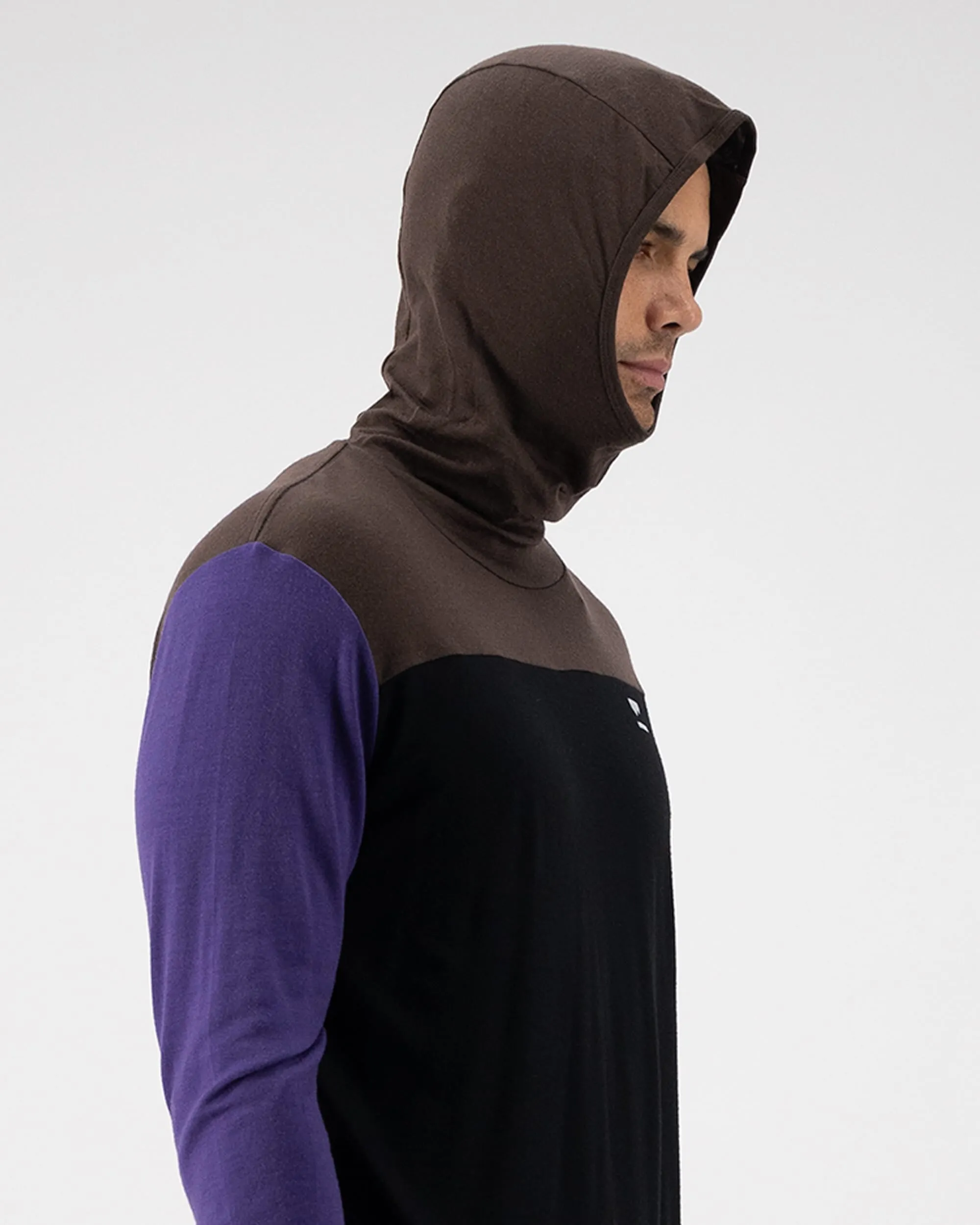 Yotei Merino Powder Hood Long Sleeve - Violet / Cedar / Black