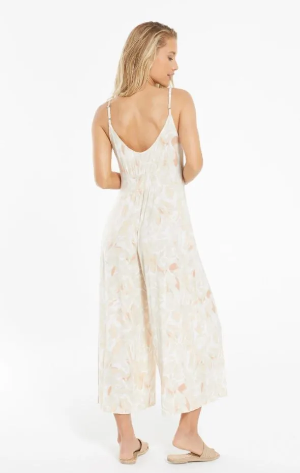 Z Supply "Summerland" Floral Slim Flared Jumpsuit | Sun Tan