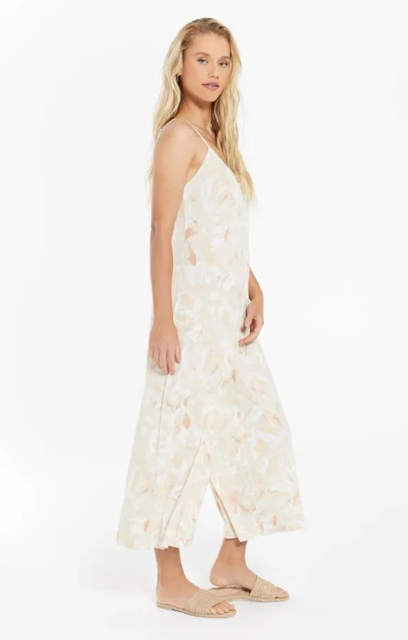 Z Supply "Summerland" Floral Slim Flared Jumpsuit | Sun Tan