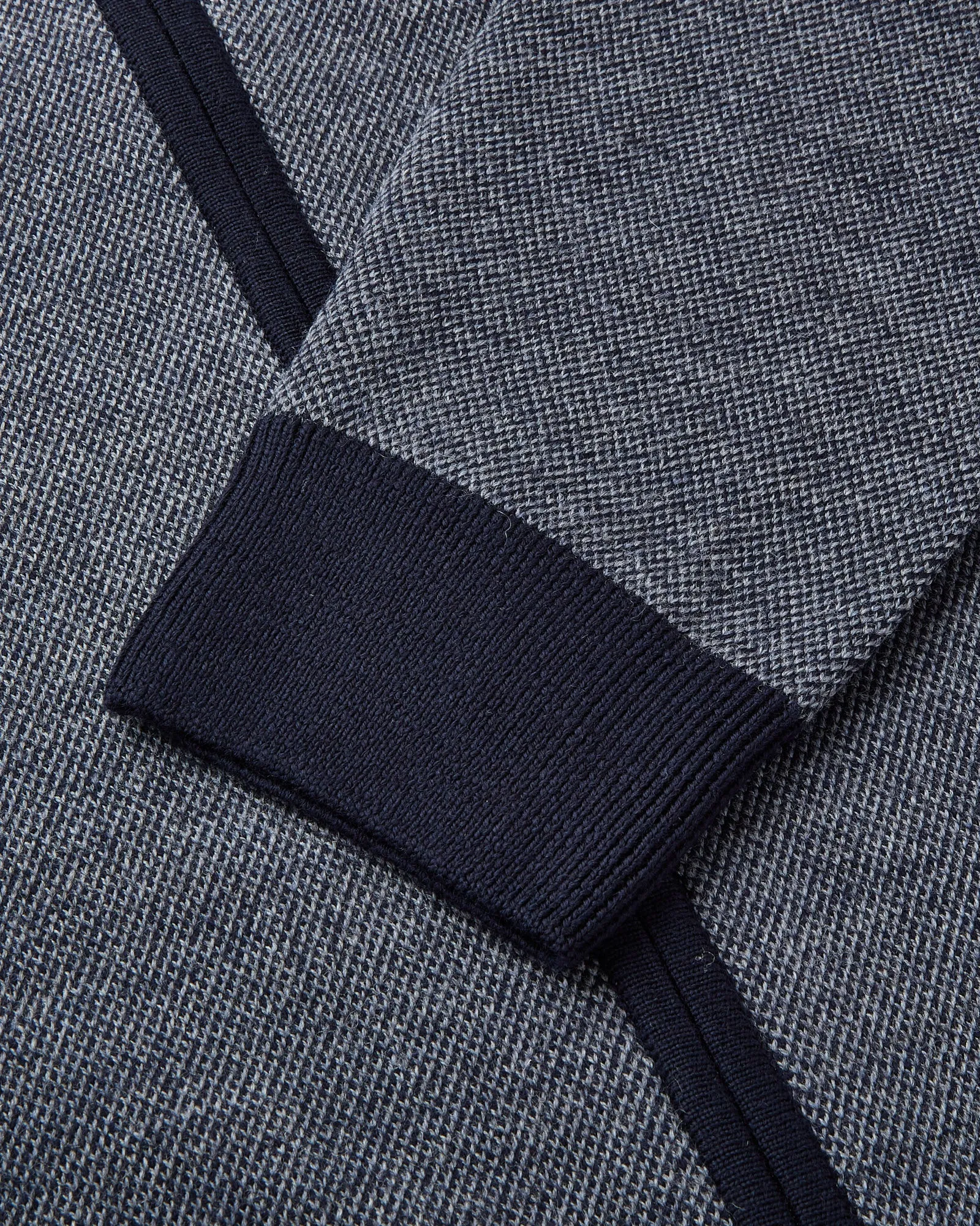 Zattura Full Zip Micro Detail Textured Knit Jumper (Navy)