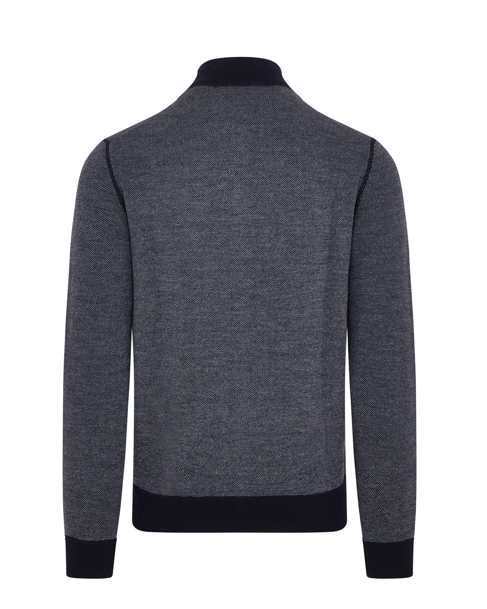 Zattura Full Zip Micro Detail Textured Knit Jumper (Navy)