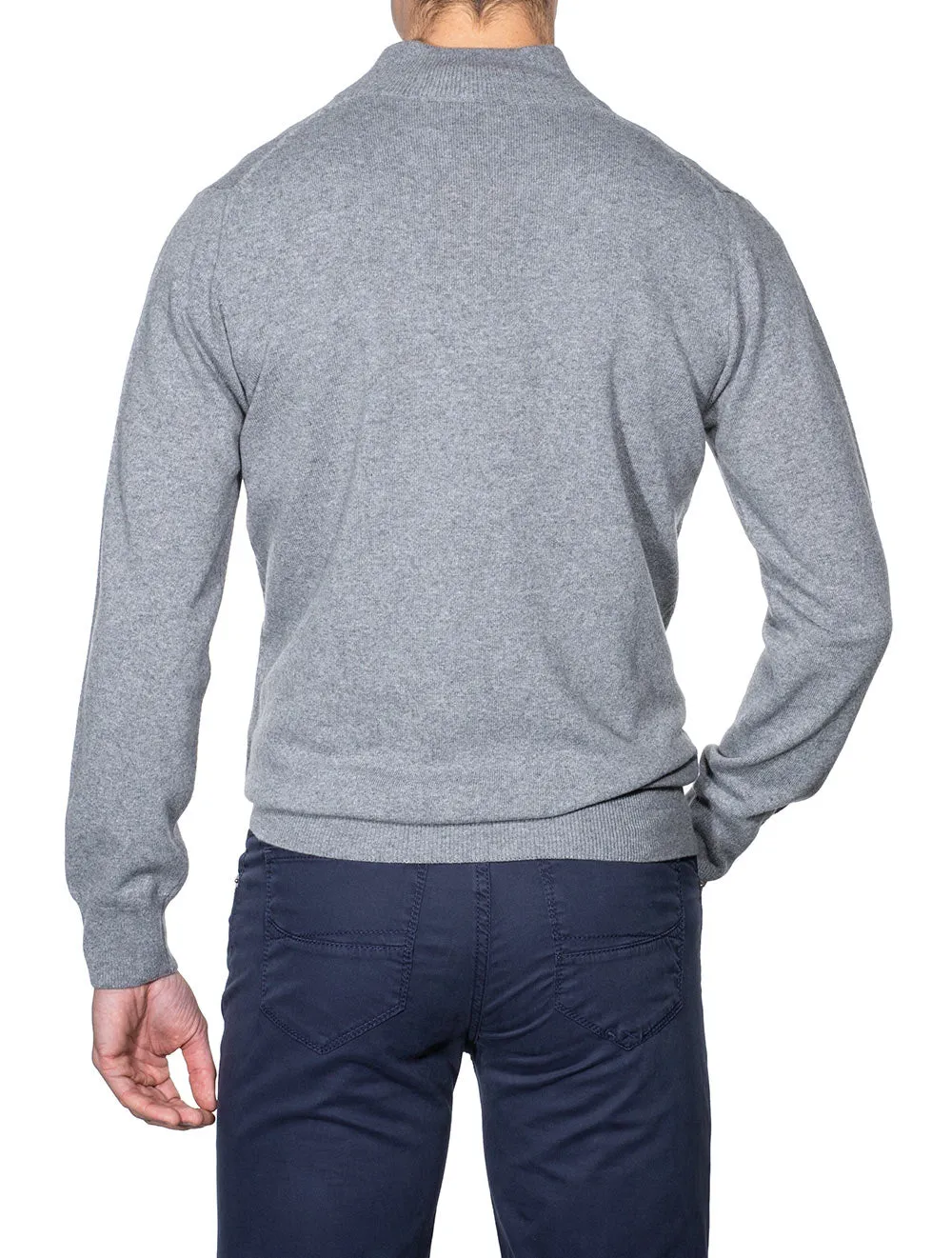 Zipped Mock Neck Jumper Grey